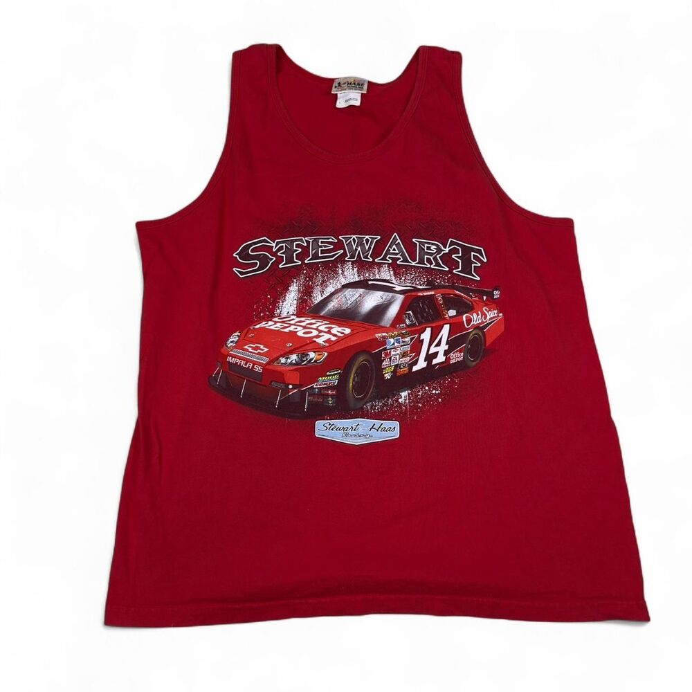 Chase Authentics NASCAR Tony Stewart 14 Tank Top Men’s L Red Racing Graphic VTG